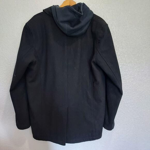 Guess Black Wool Blend Pea Coat Size L - Picture 6 of 9